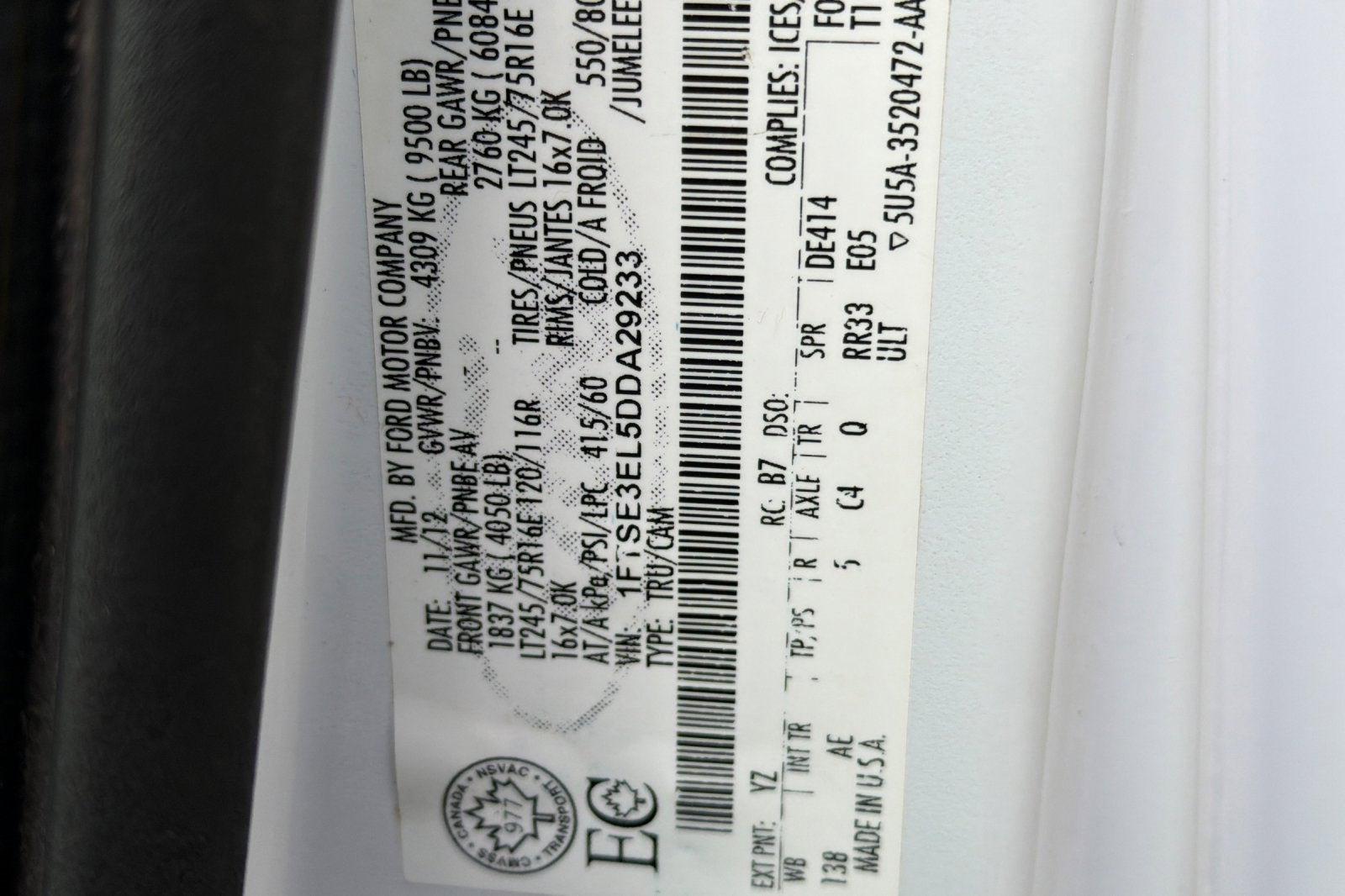 2013 Ford Econoline Cargo Van Commercial