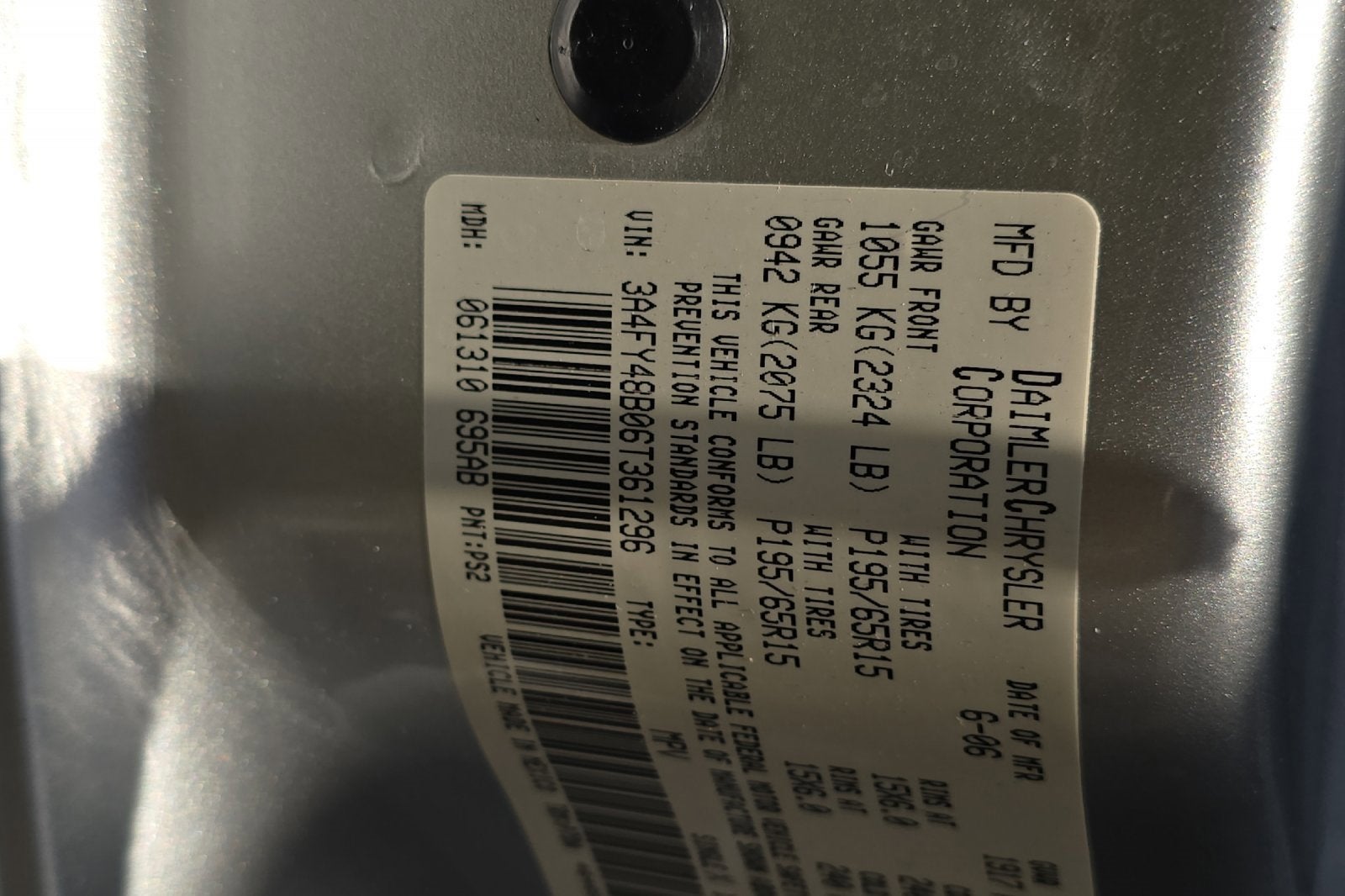 2006 Chrysler PT Cruiser 4DR BASE