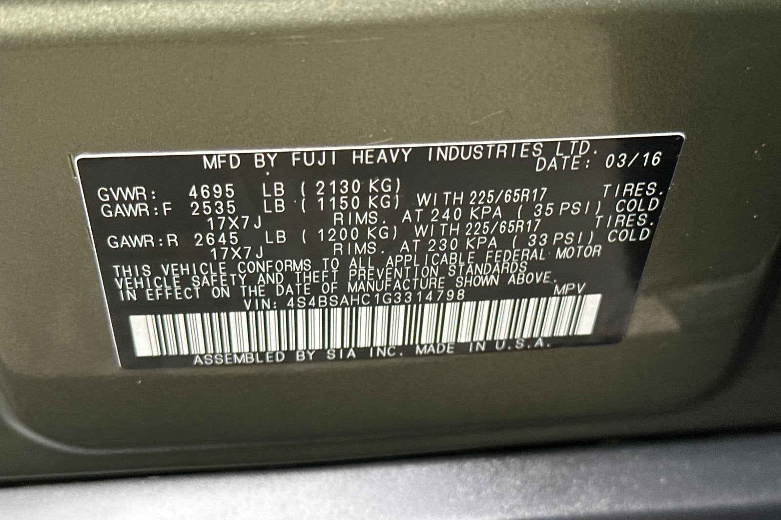 2016 Subaru Outback 2.5i Premium