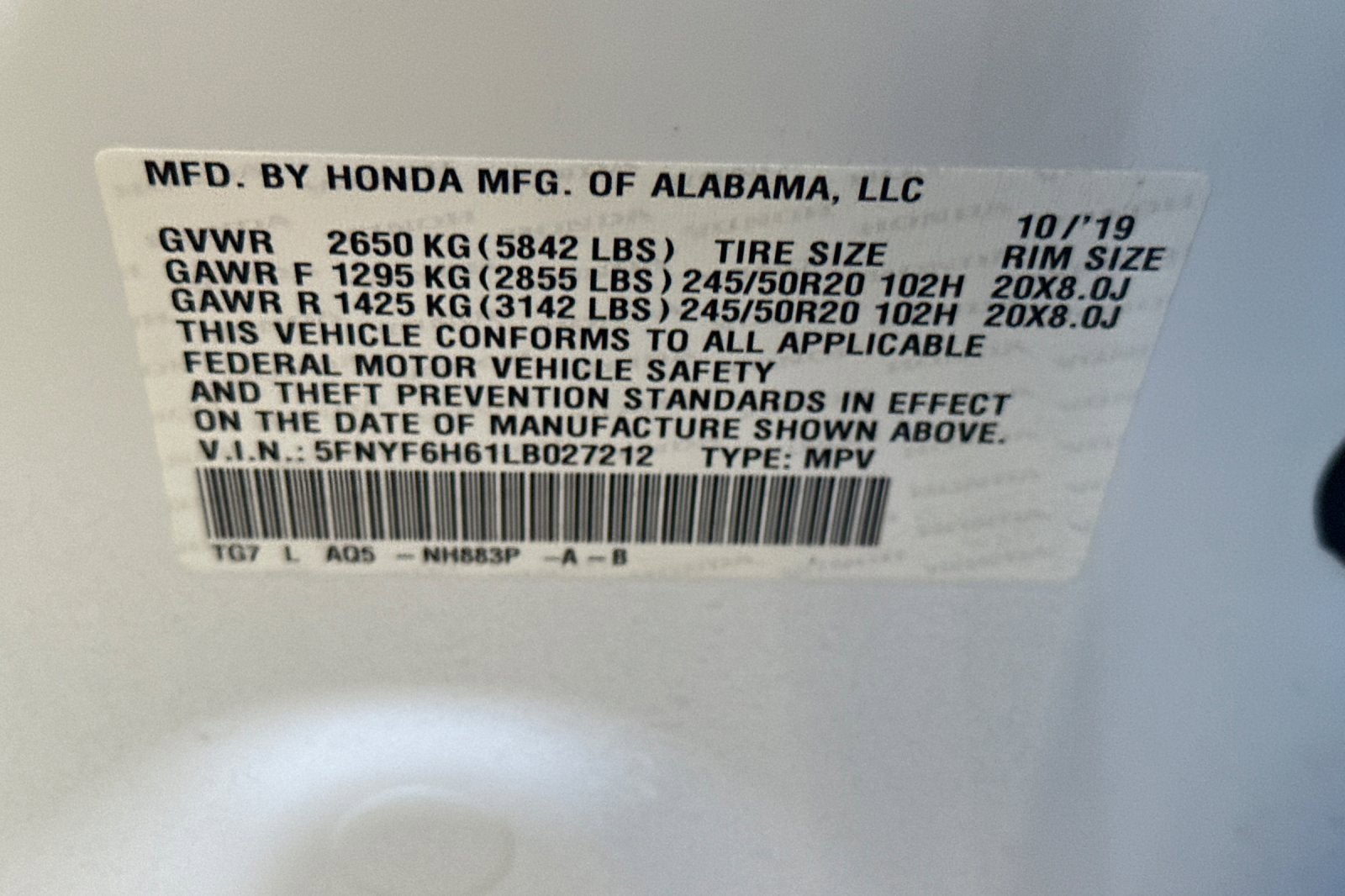 2020 Honda Pilot Touring 7-Passenger