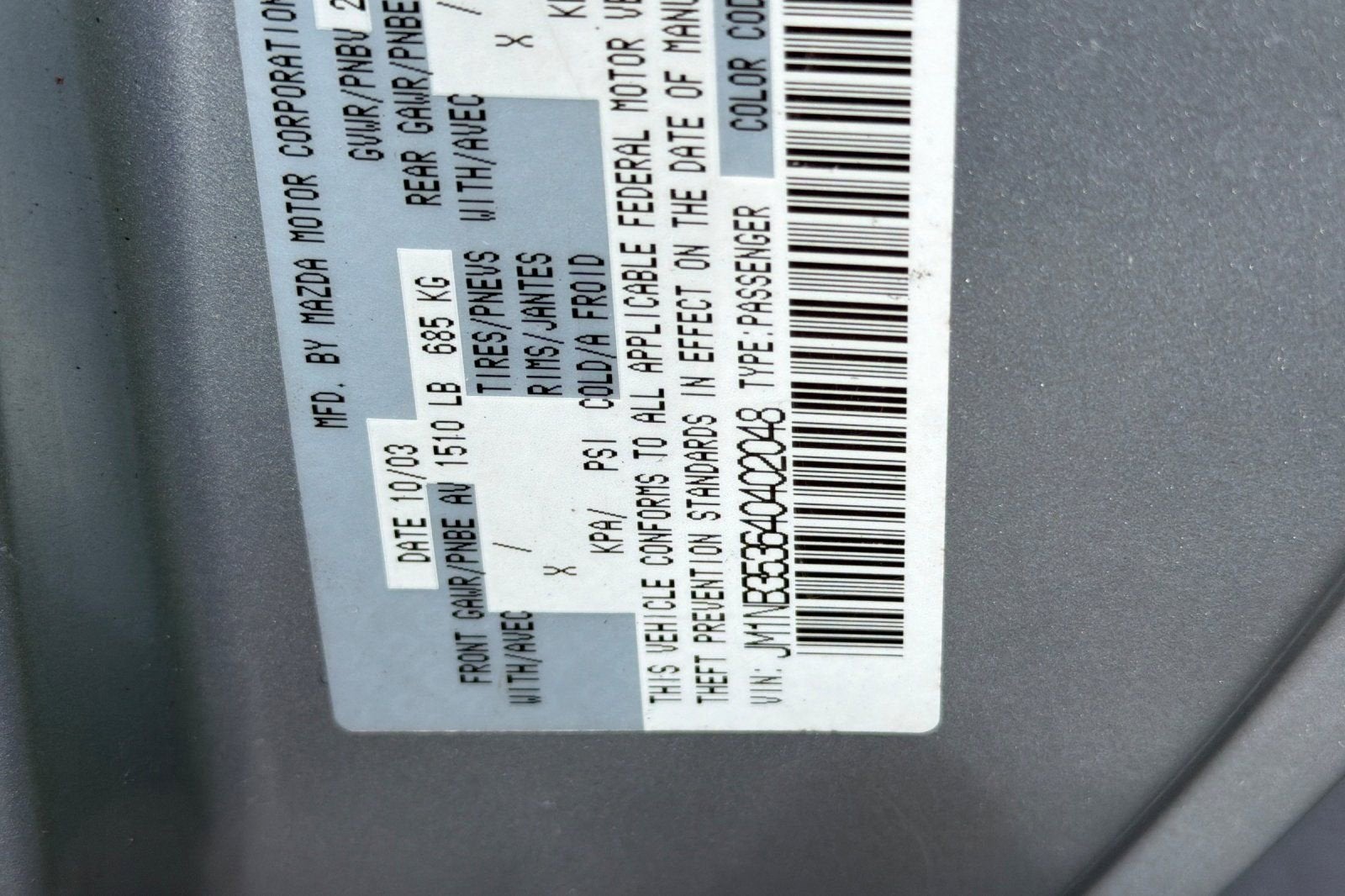2004 Mazda Mazda MX-5 Miata Cloth