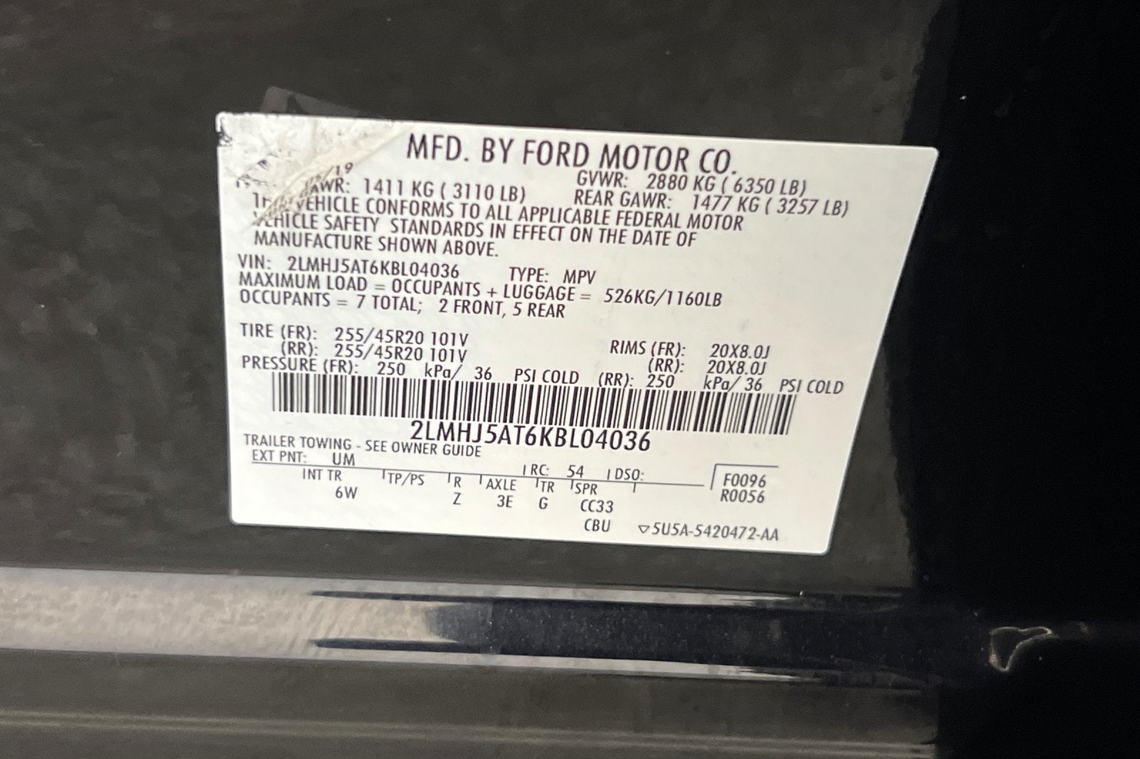 2019 Lincoln MKT Standard