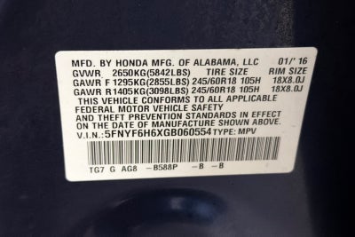 2016 Honda Pilot EX-L w/Honda Sensing