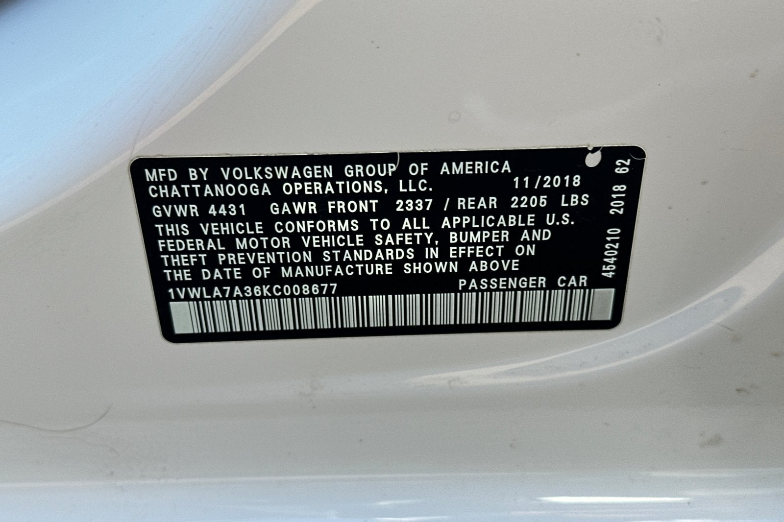 2019 Volkswagen Passat 2.0T Wolfsburg