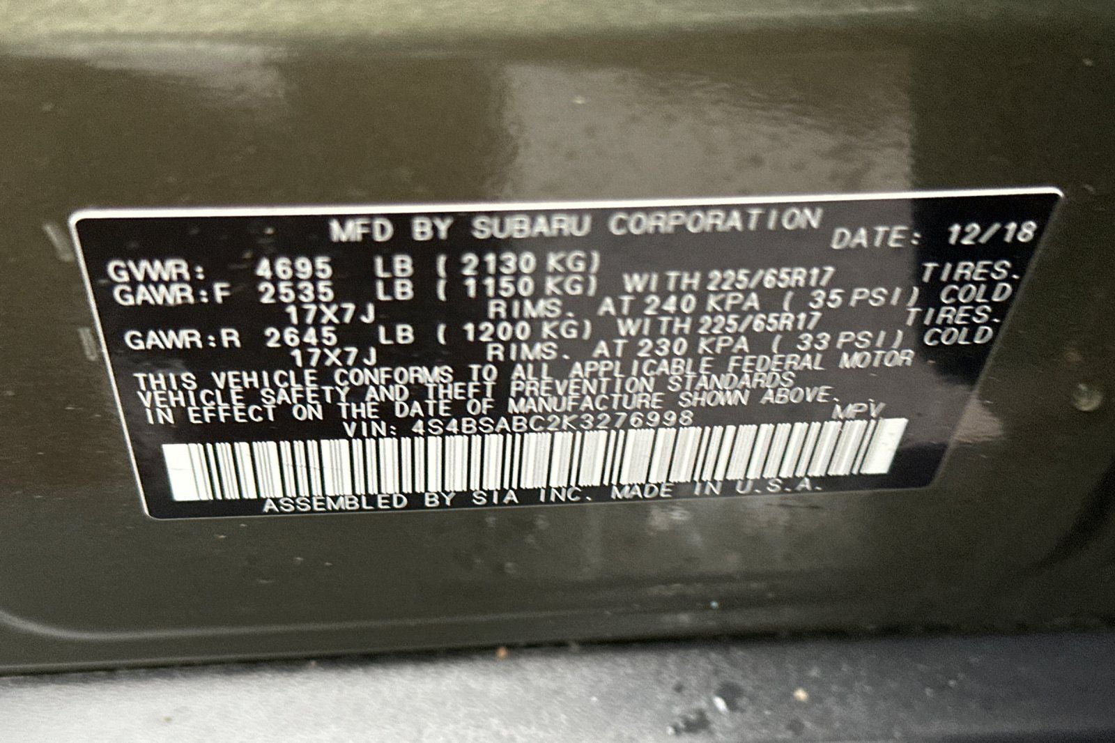 2019 Subaru Outback 2.5i