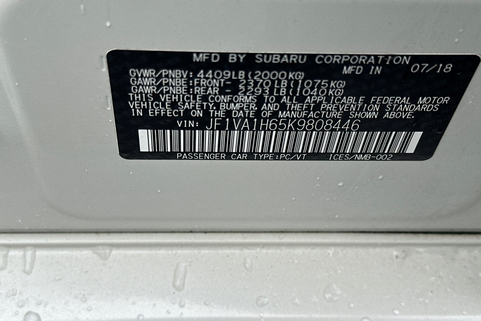 2019 Subaru WRX Limited