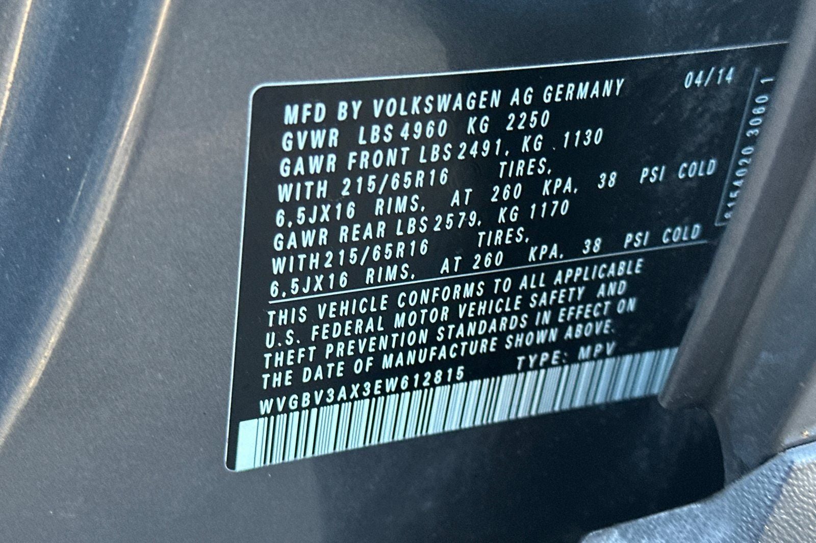 2014 Volkswagen Tiguan S 4Motion