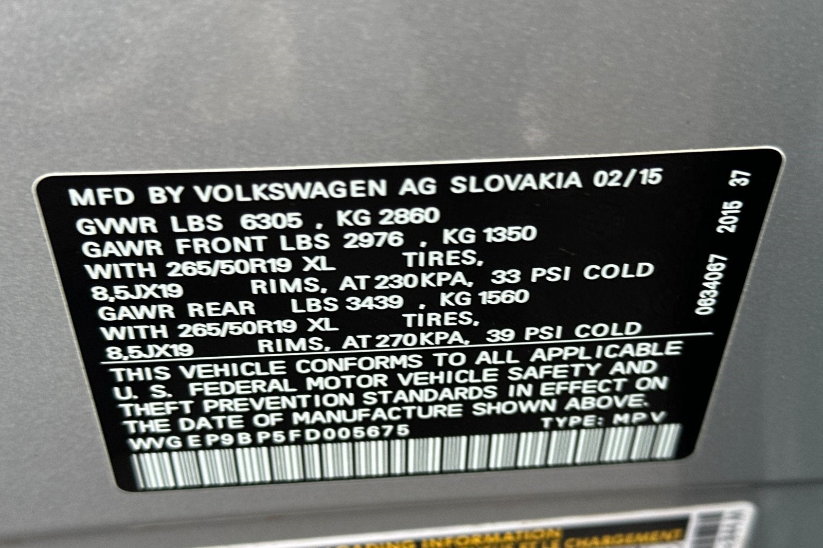 2015 Volkswagen Touareg V6 TDI Lux